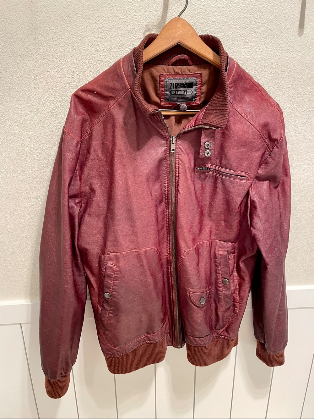 2Men's Deep Amber Brown Bomber Jacket L/XL